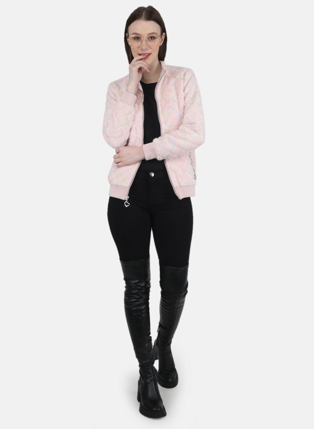 Women Pink Solid Jacket