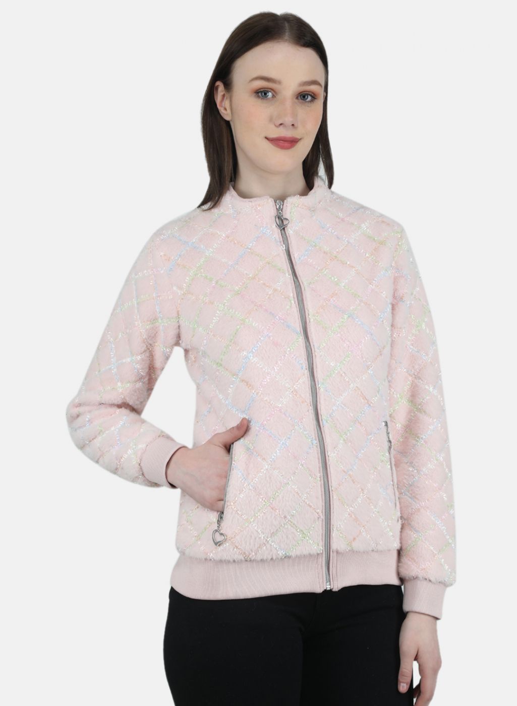 Women Pink Solid Jacket
