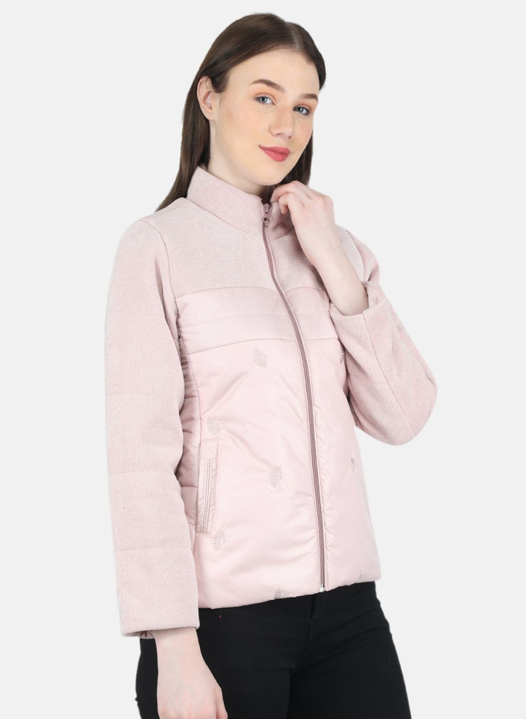 Women Pink Embroidered Jacket
