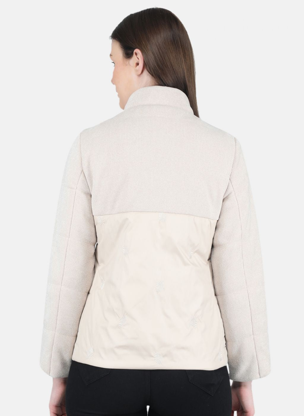 Women Beige Embroidered Jacket