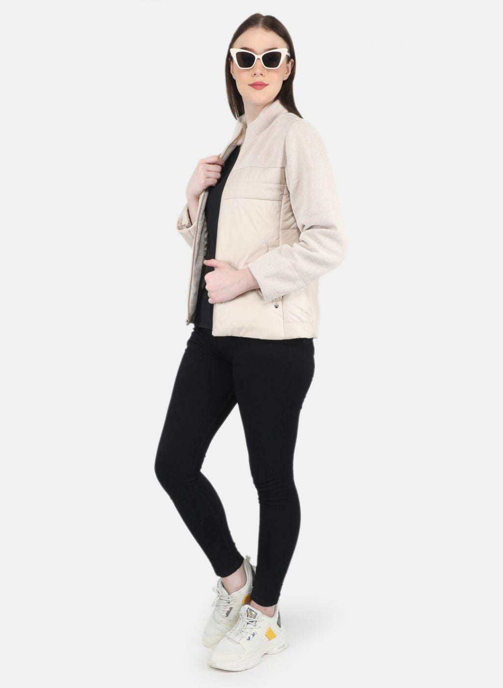 Women Beige Embroidered Jacket