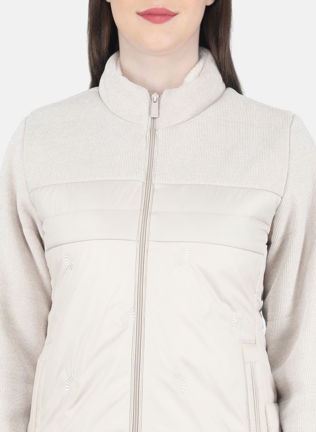 Women Beige Embroidered Jacket