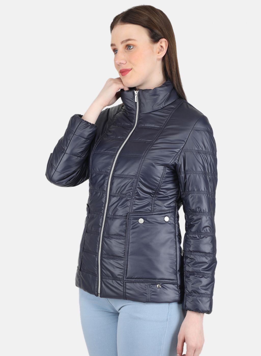 Women NAvy Blue Solid Jacket