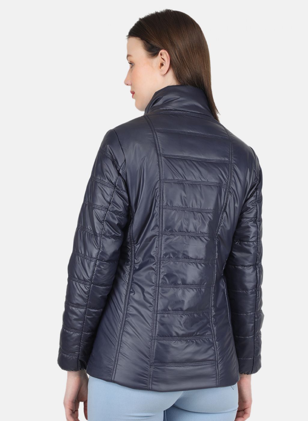 Women NAvy Blue Solid Jacket