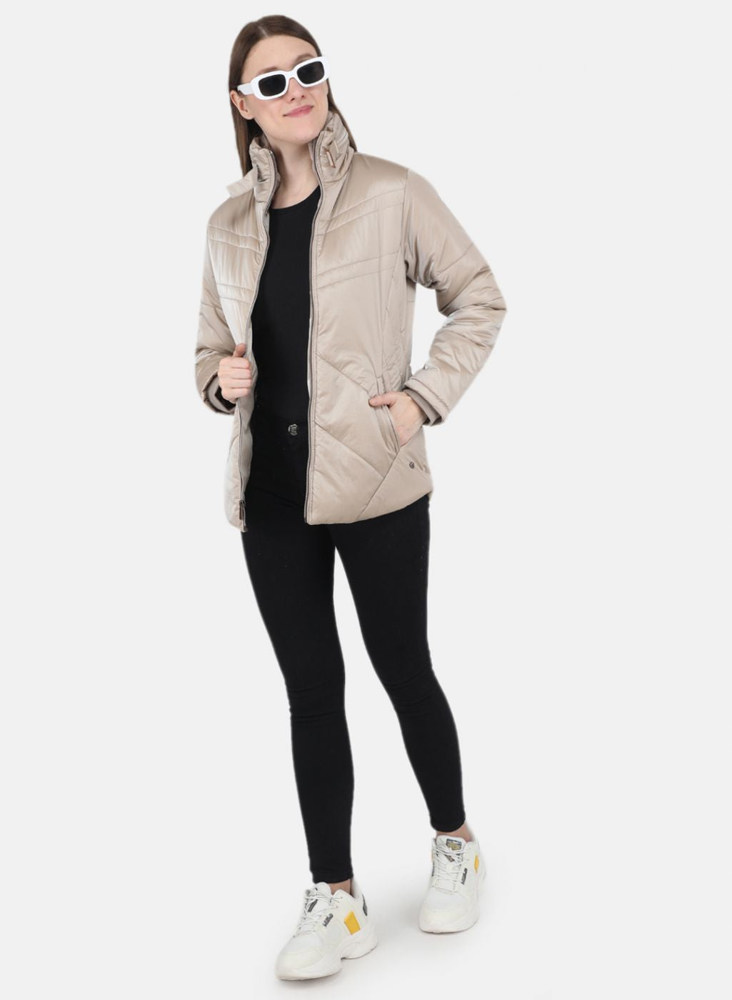 Women Beige Printed Jacket