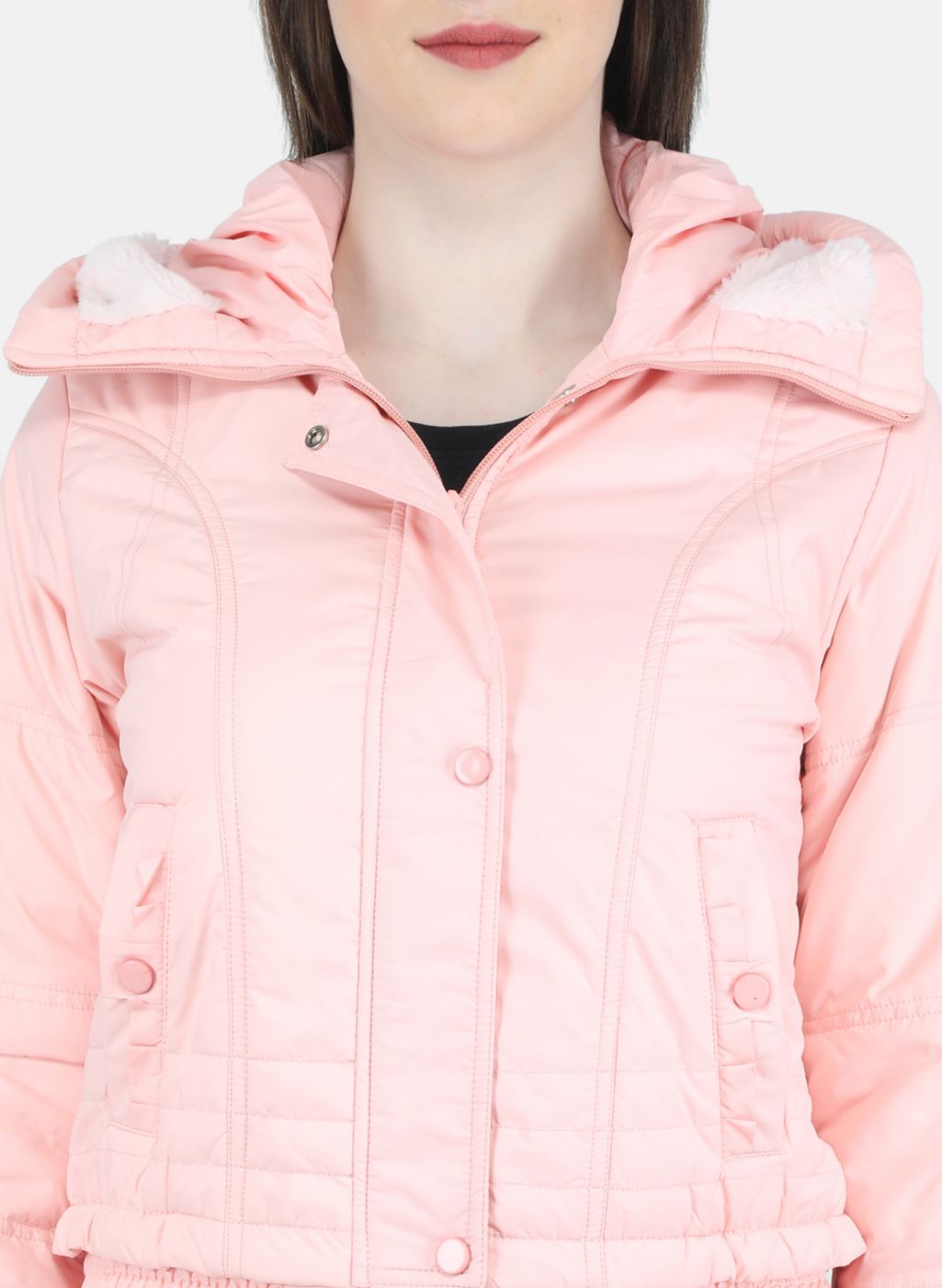 Women Peach Solid Jacket