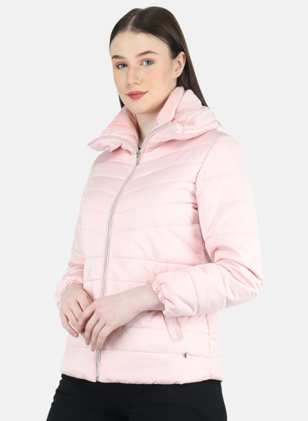 Women Pink Self Design Jacket