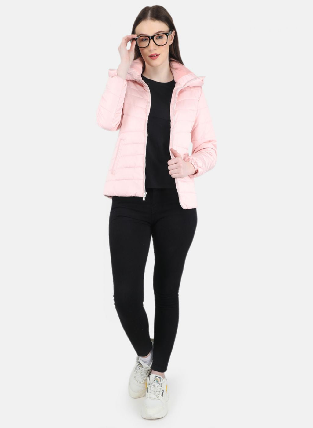 Women Pink Self Design Jacket