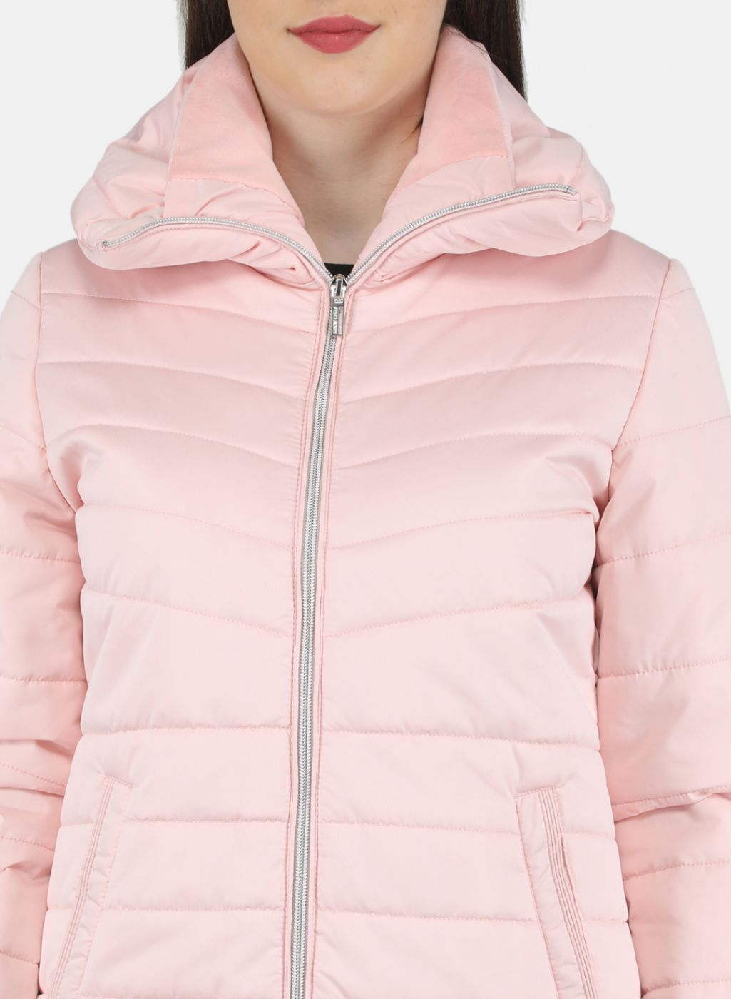 Women Pink Self Design Jacket