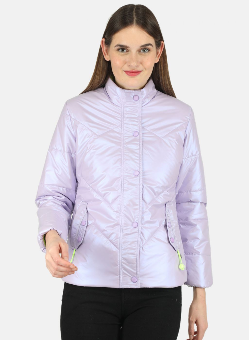 Women Purple Solid Jacket