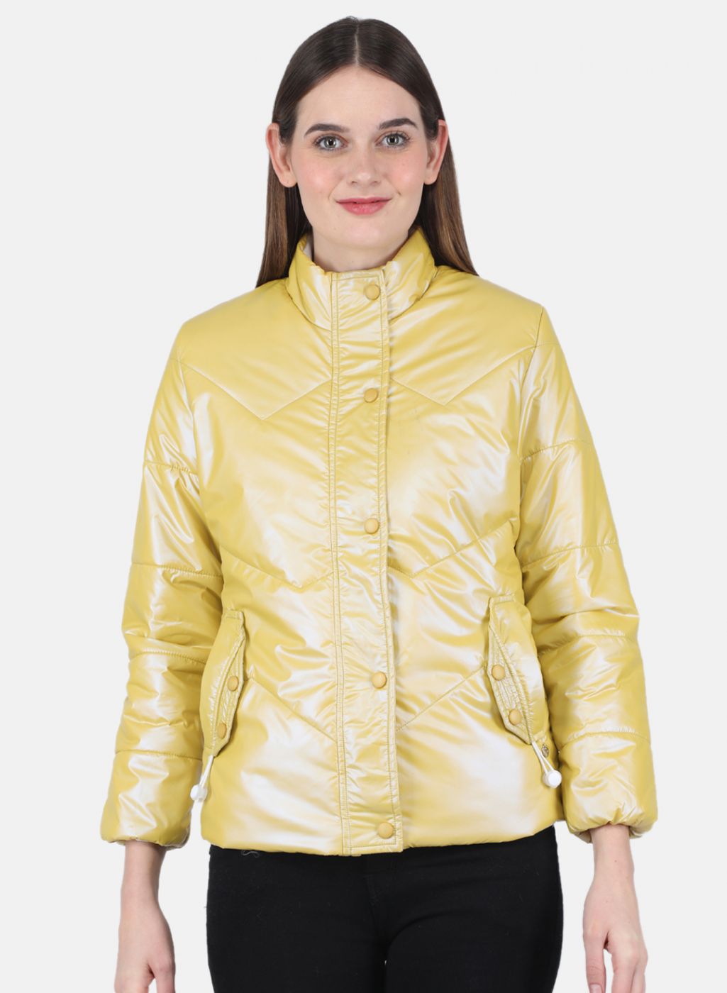 Women Mustard Solid Jacket