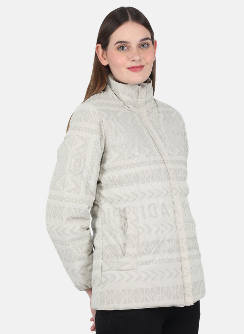 Women Beige Printed Jacket