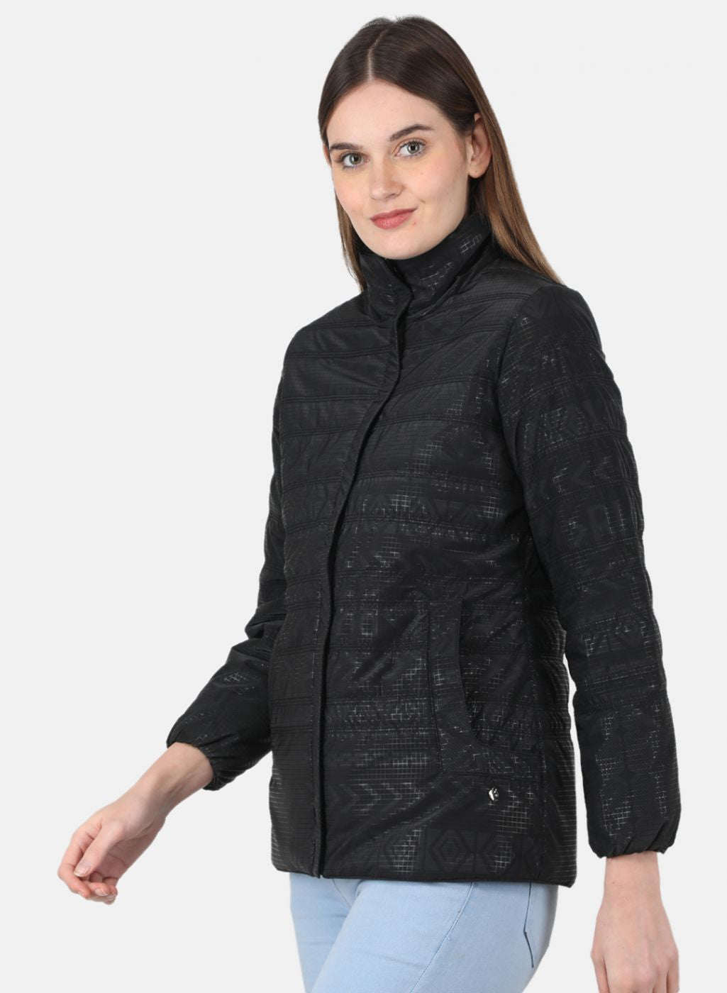 Women Black Printed Jacket