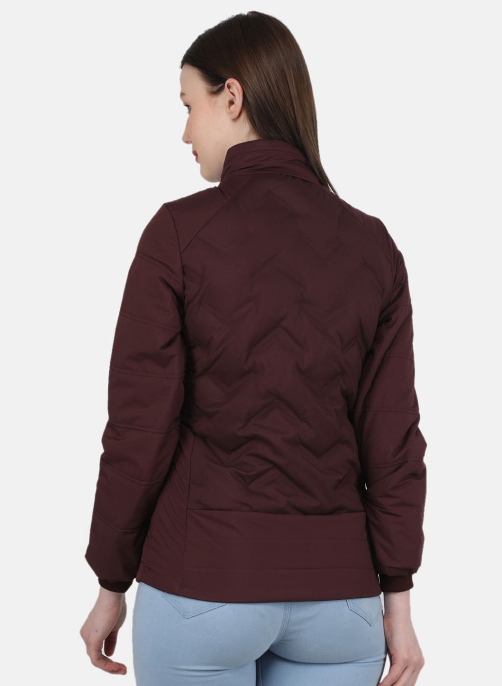 Women Maroon Solid Jacket
