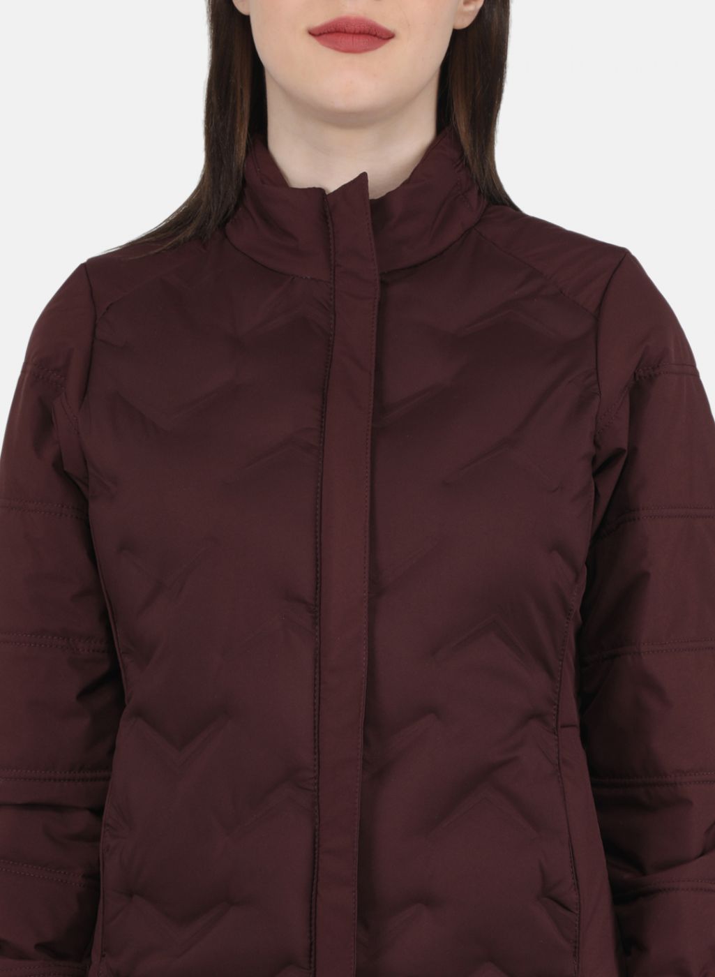 Women Maroon Solid Jacket
