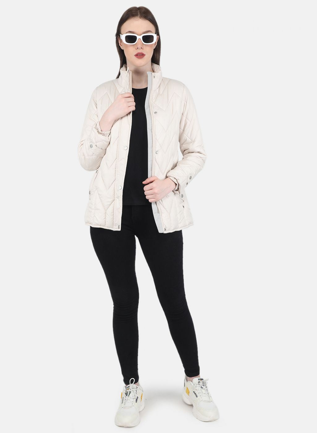 Women Beige Stripe Jacket