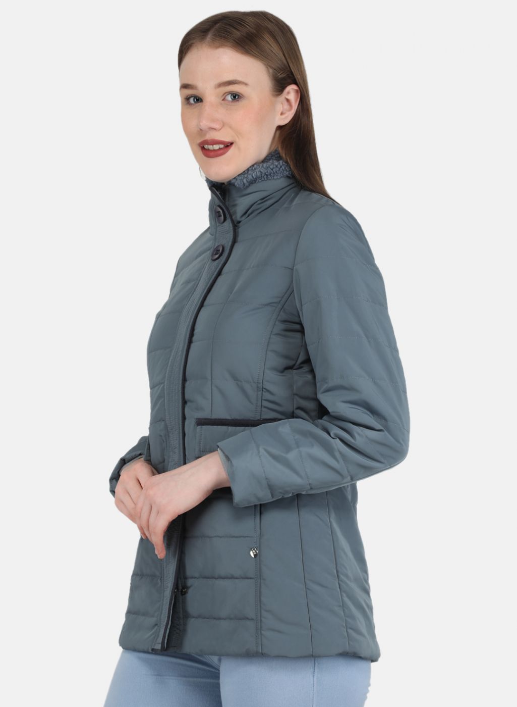 Women Grey Solid Jacket