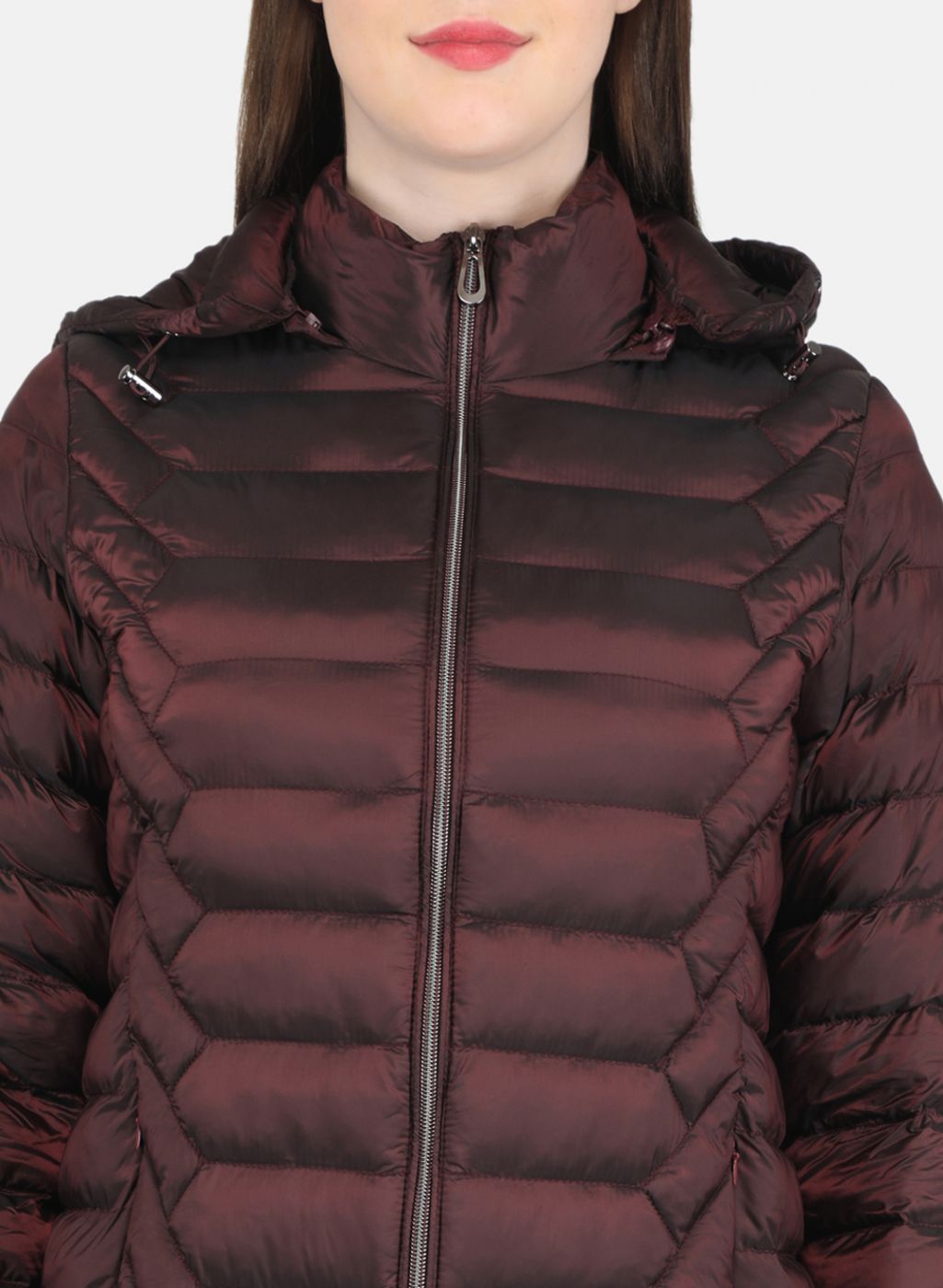 Women Maroon Puffer Jacket