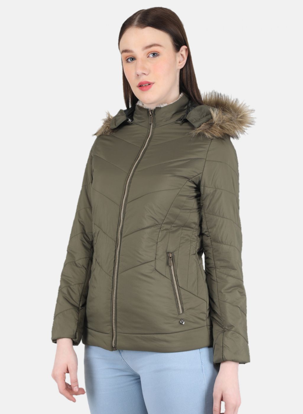 Women Olive Solid Jacket