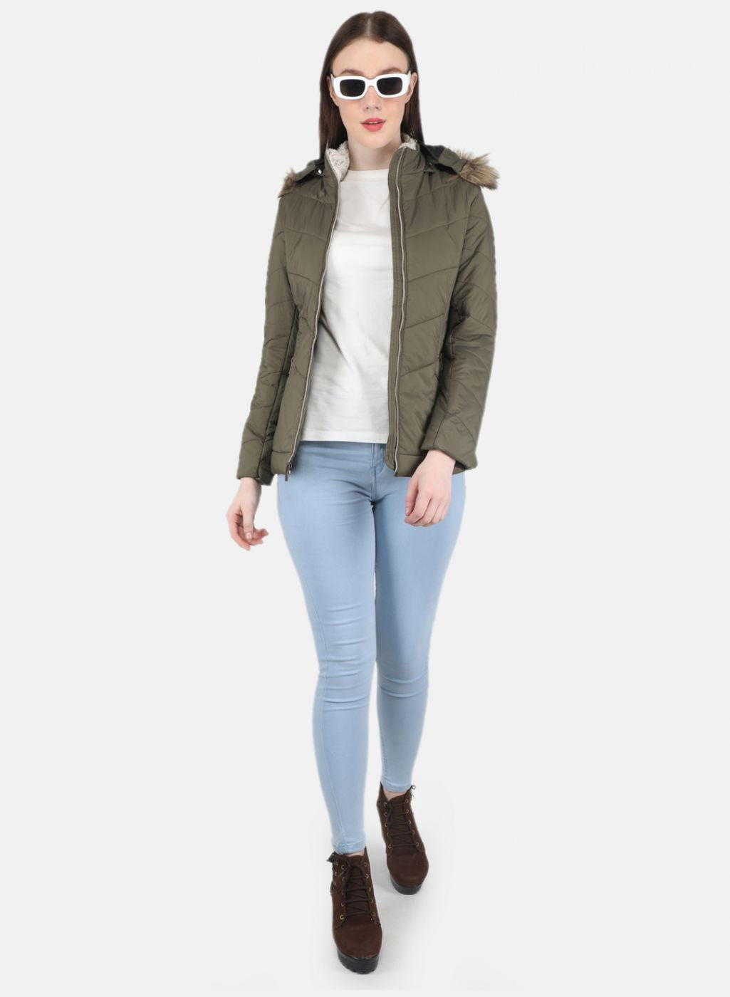 Women Olive Solid Jacket