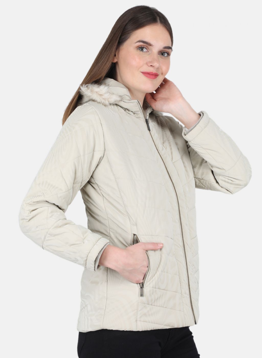 Women Beige Printed Jacket