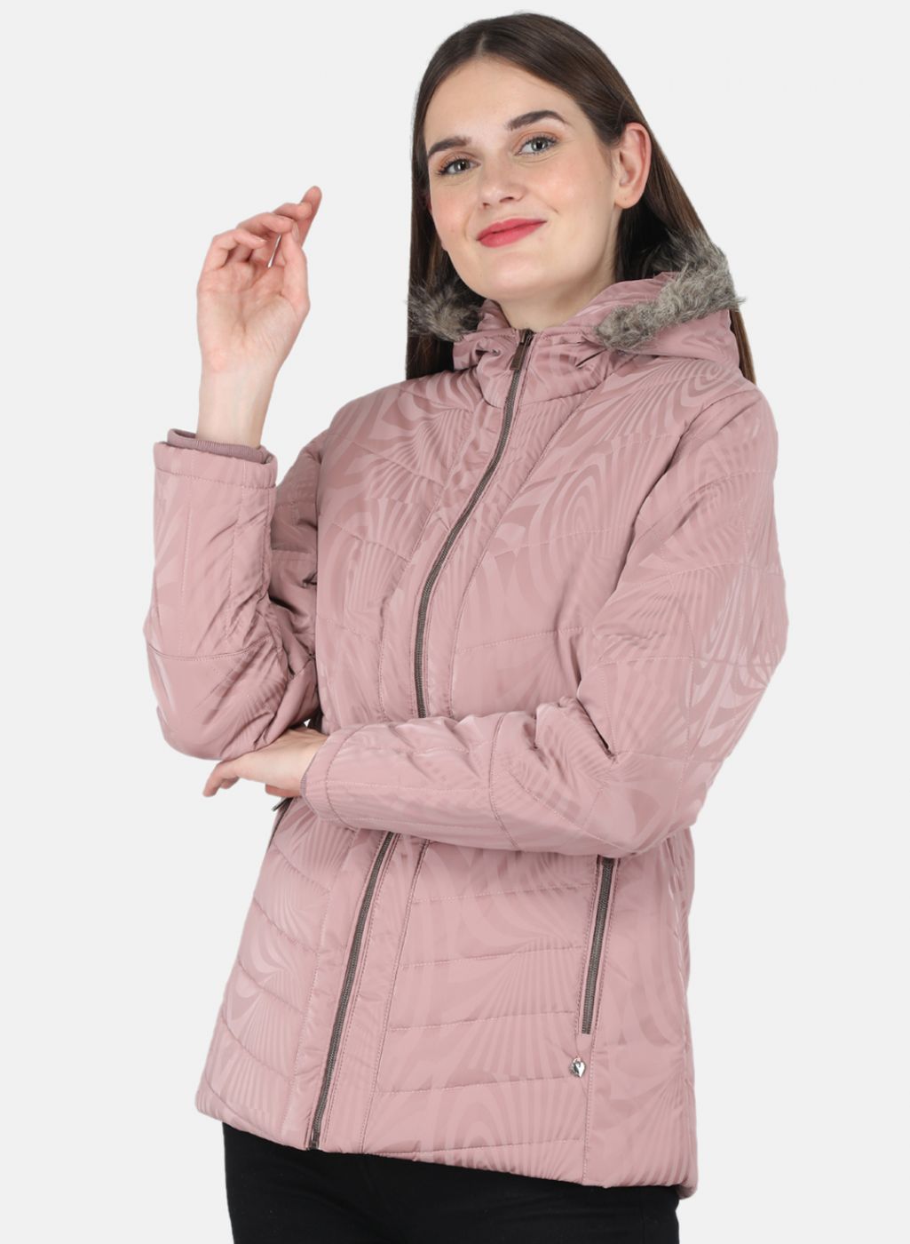 Women Pink Printed Jacket