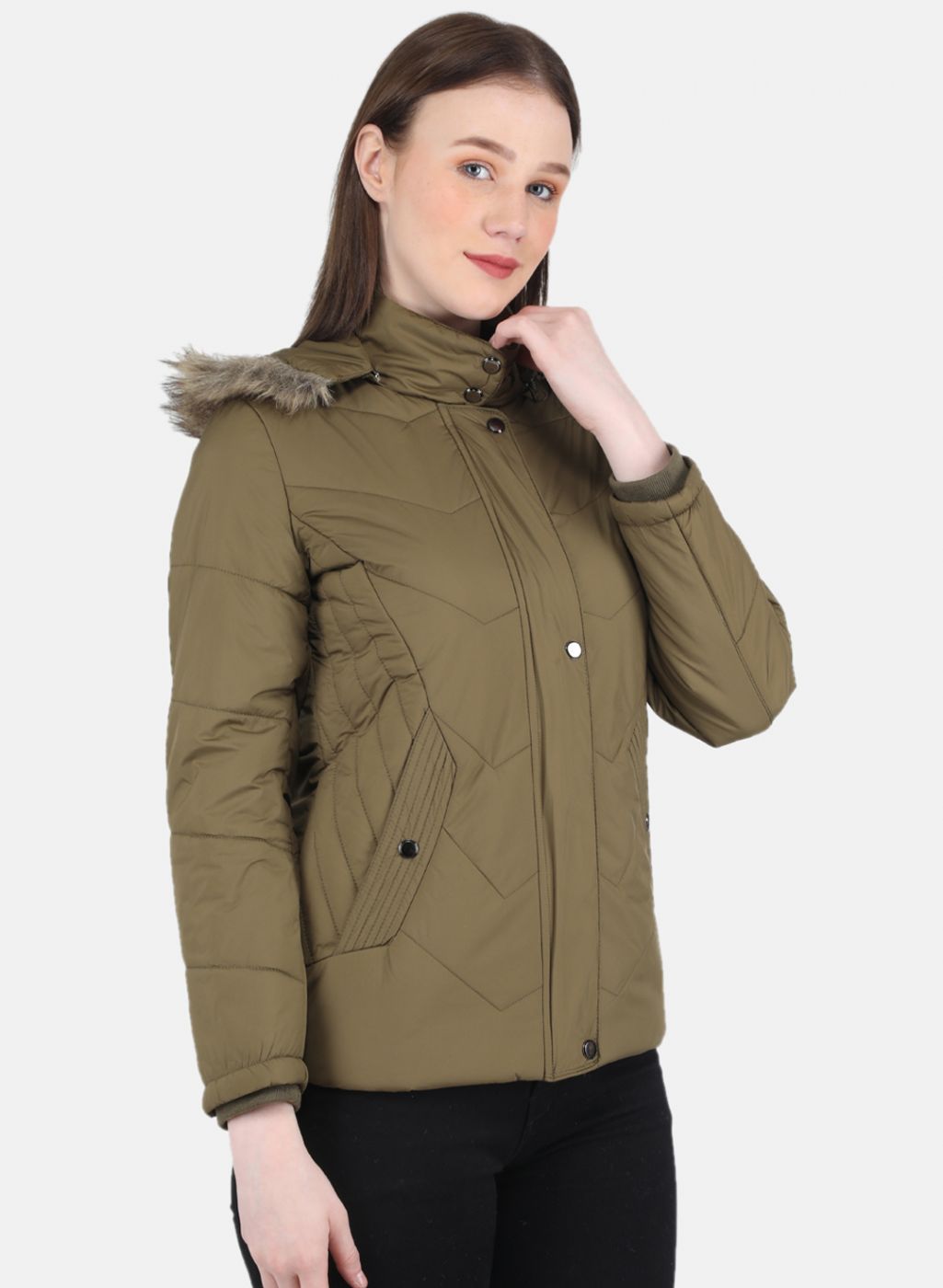 Women Olive Solid Jacket
