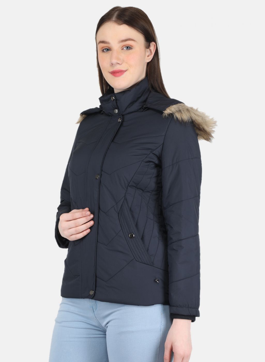 Women NAvy Blue Solid Jacket