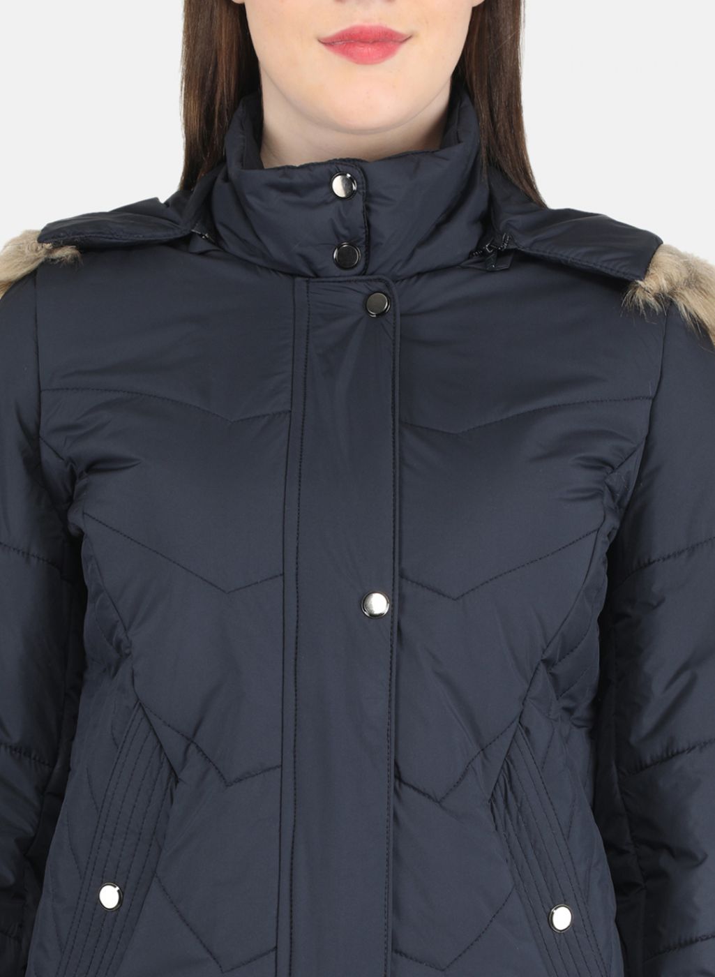 Women NAvy Blue Solid Jacket