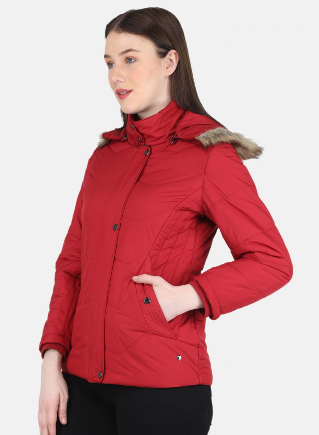 Women Red Solid Jacket