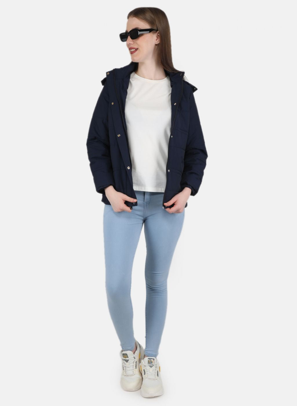 Women NAvy Blue Solid Jacket