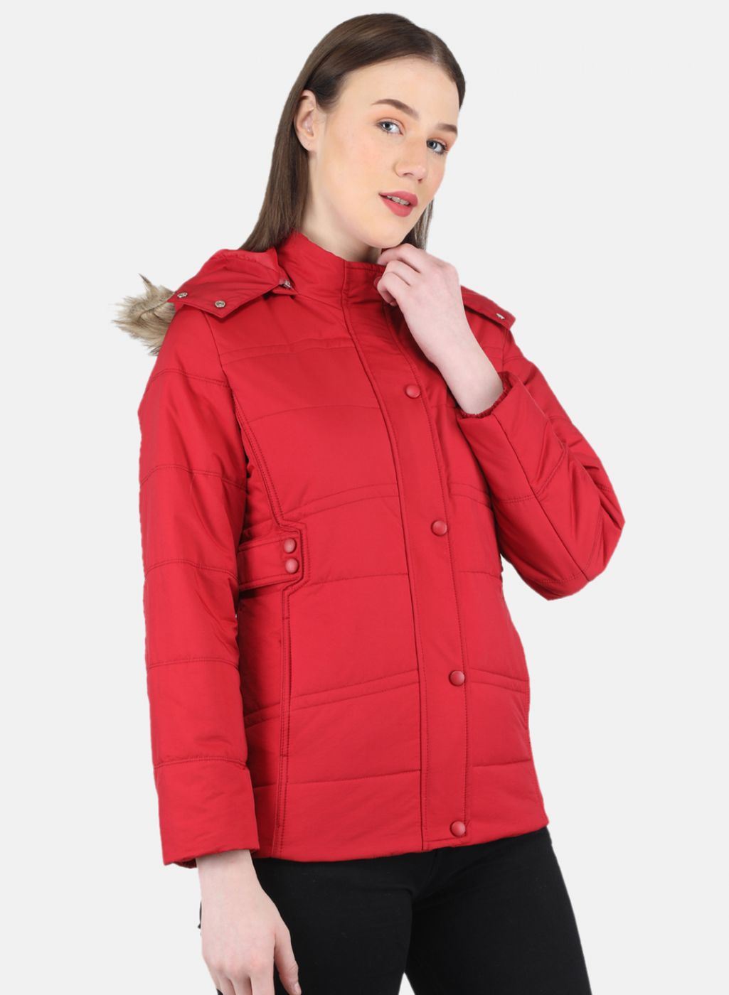 Women Red Solid Jacket