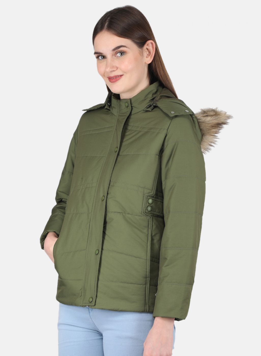 Women Olive Solid Jacket