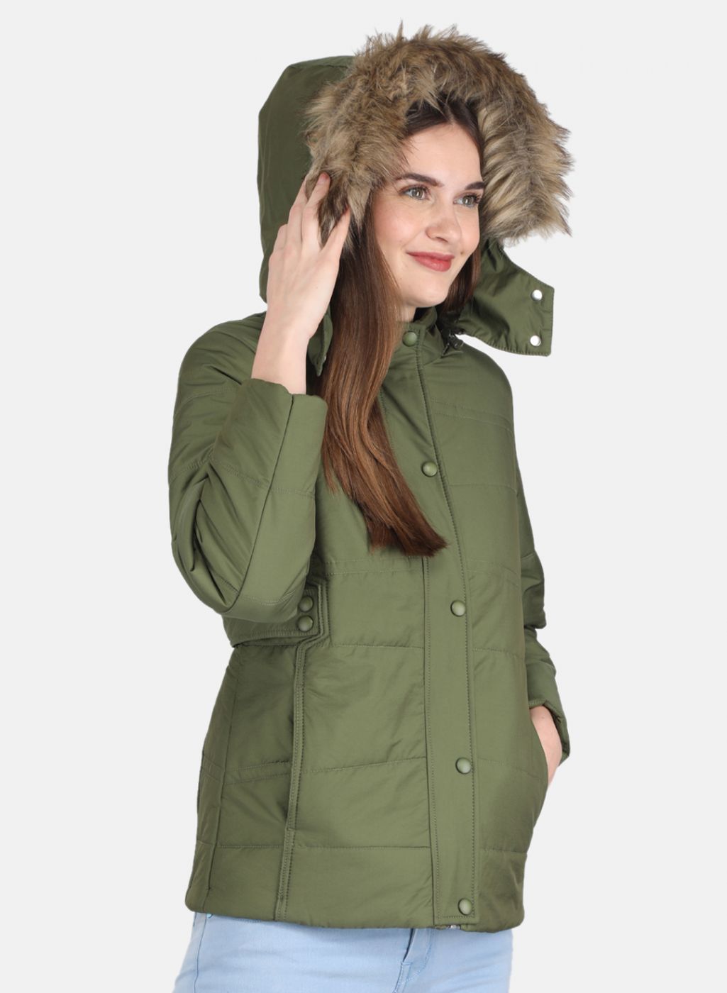 Women Olive Solid Jacket
