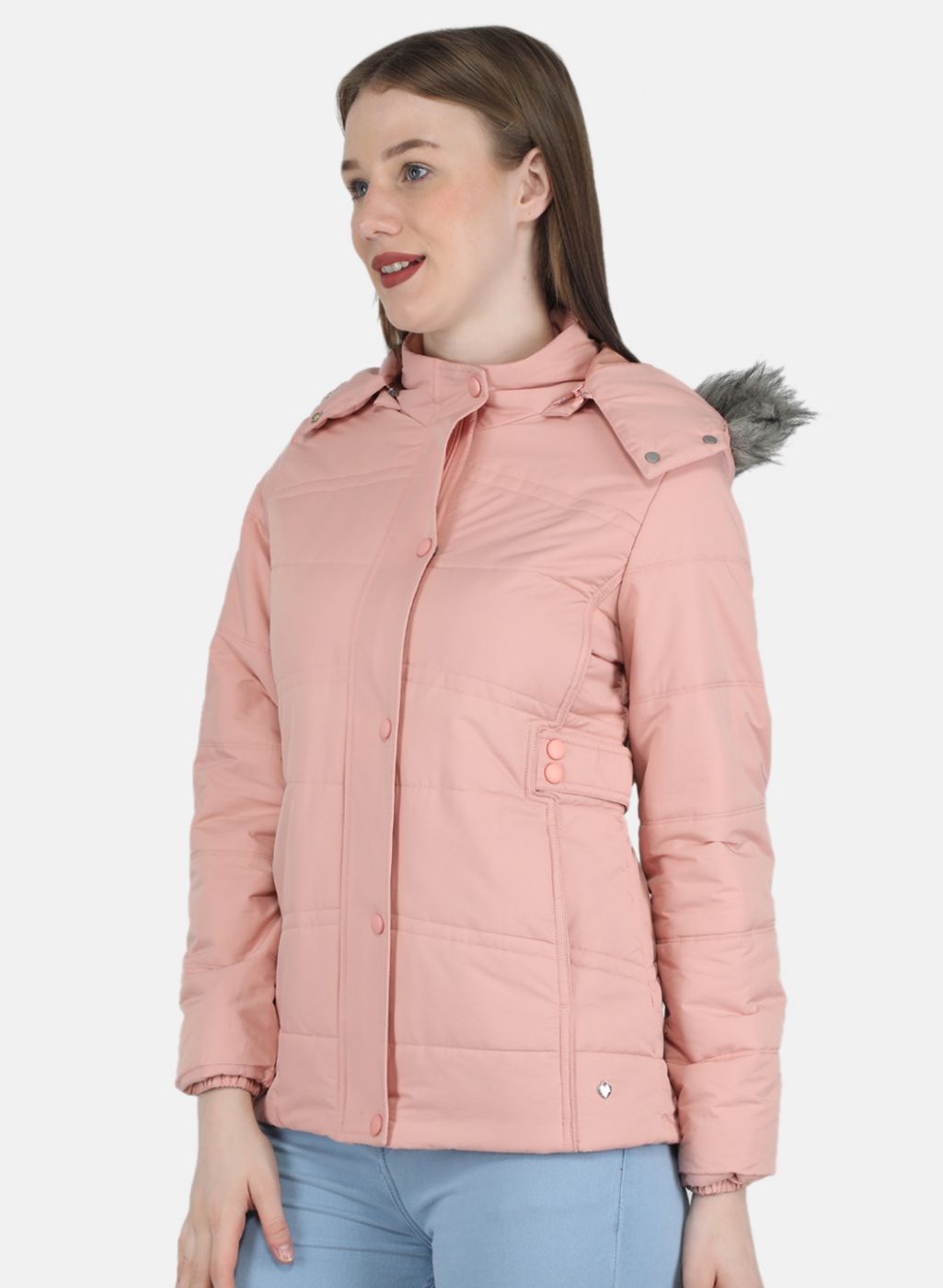 Women Peach Solid Jacket