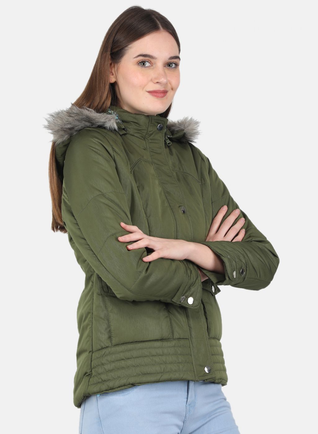 Women Olive Parka Jacket