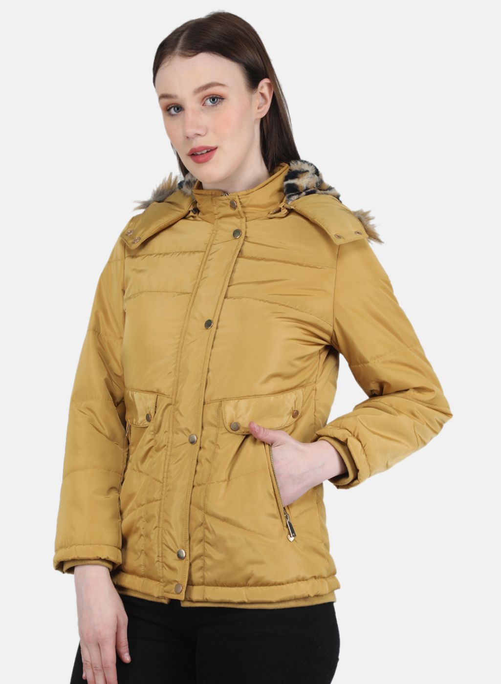 Women Mustard Solid Jacket