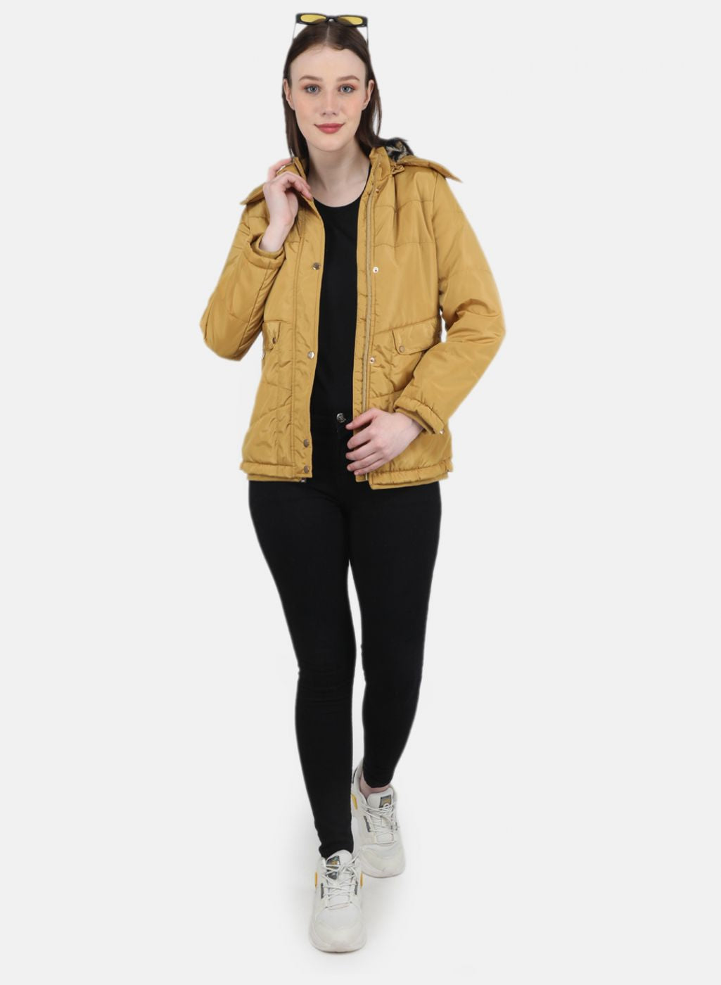Women Mustard Solid Jacket