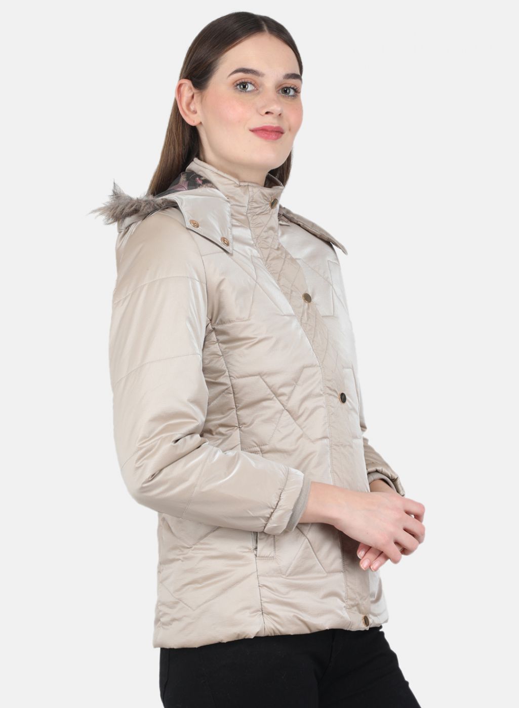 Women Beige Printed Jacket