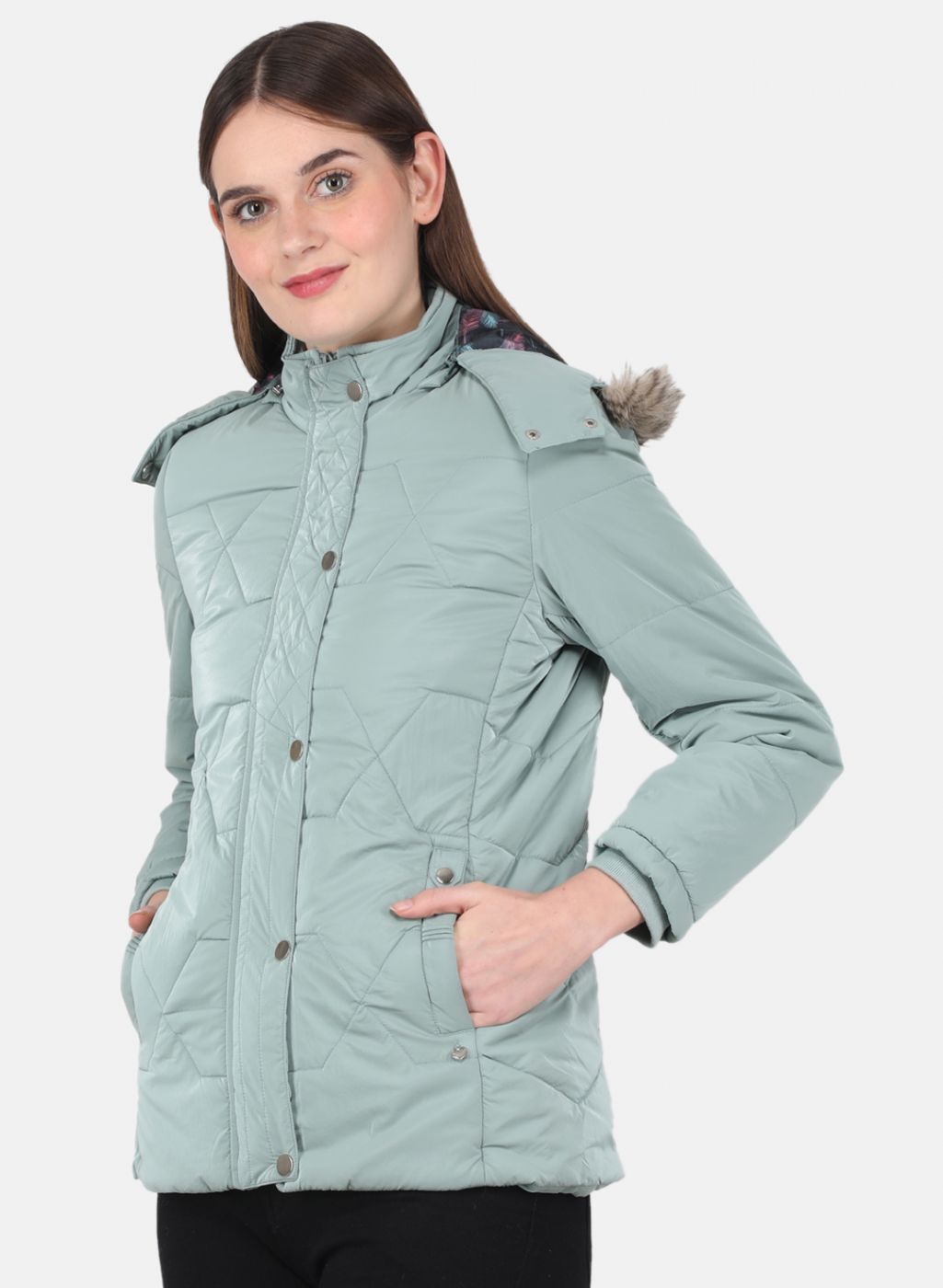 Women Green Printed Jacket