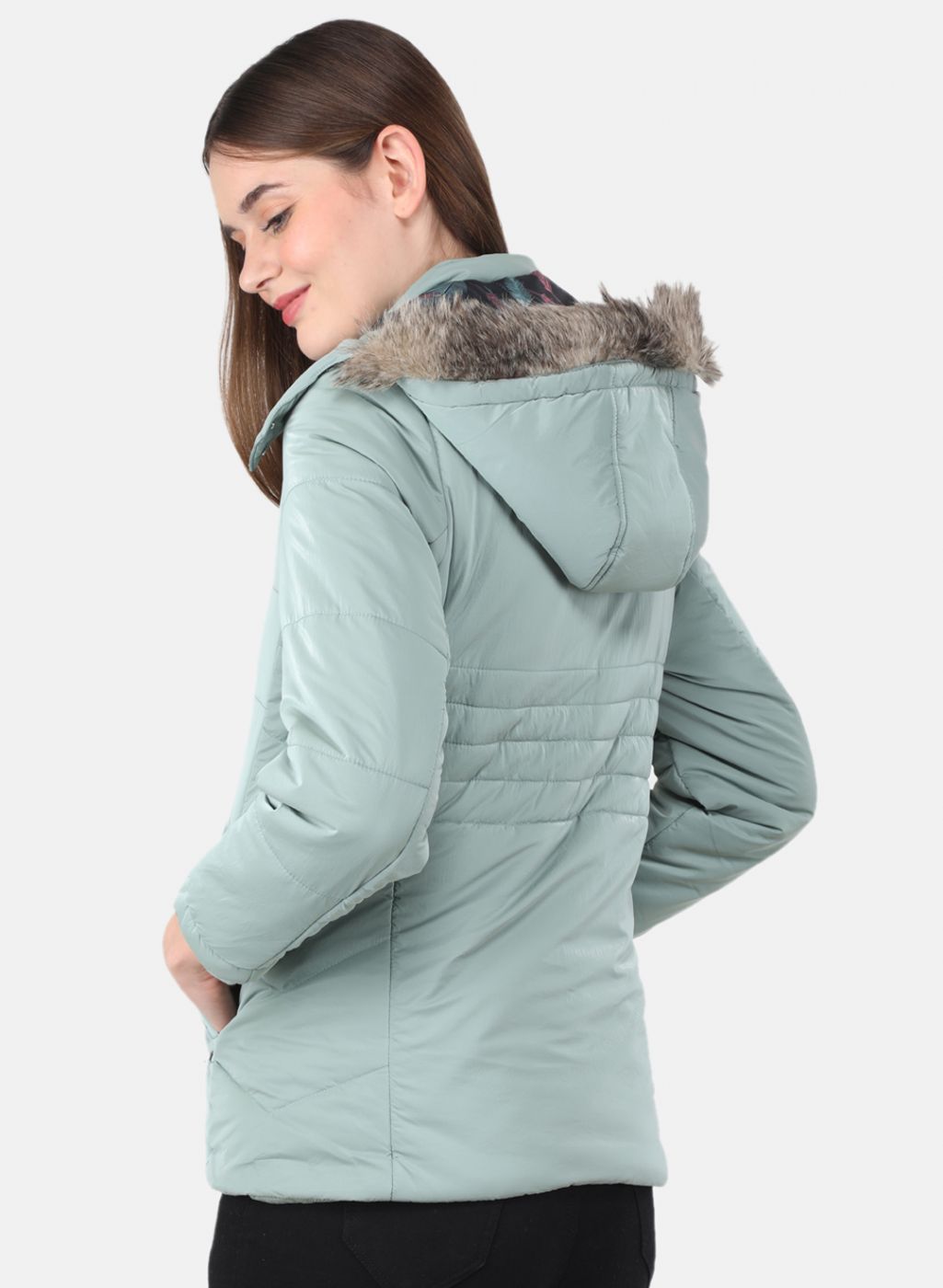 Women Green Printed Jacket