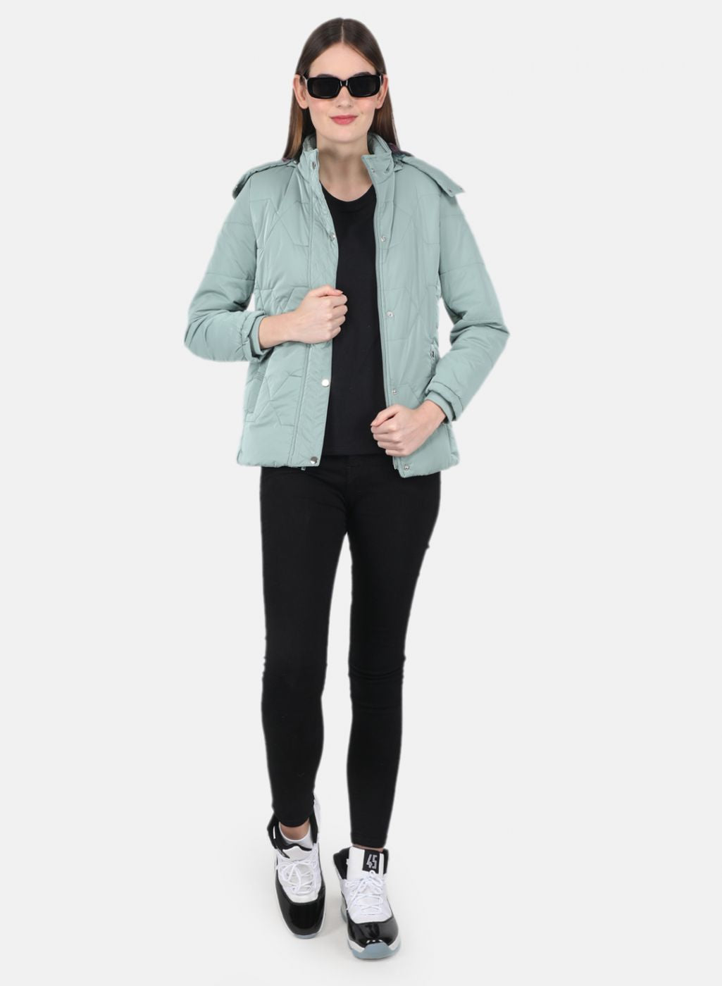 Women Green Printed Jacket