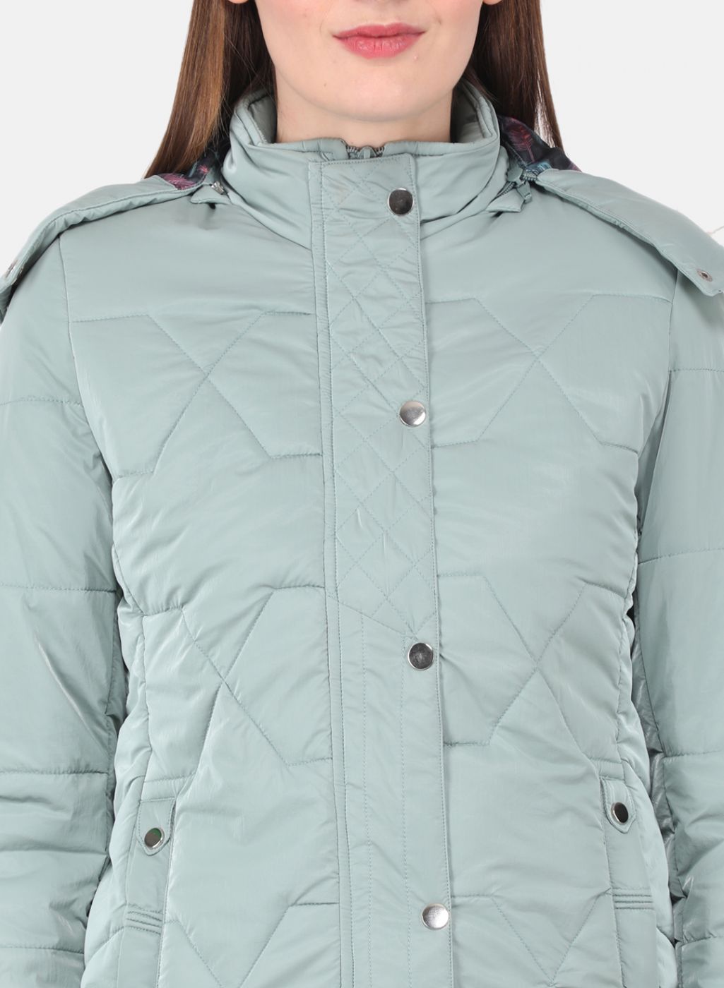 Women Green Printed Jacket