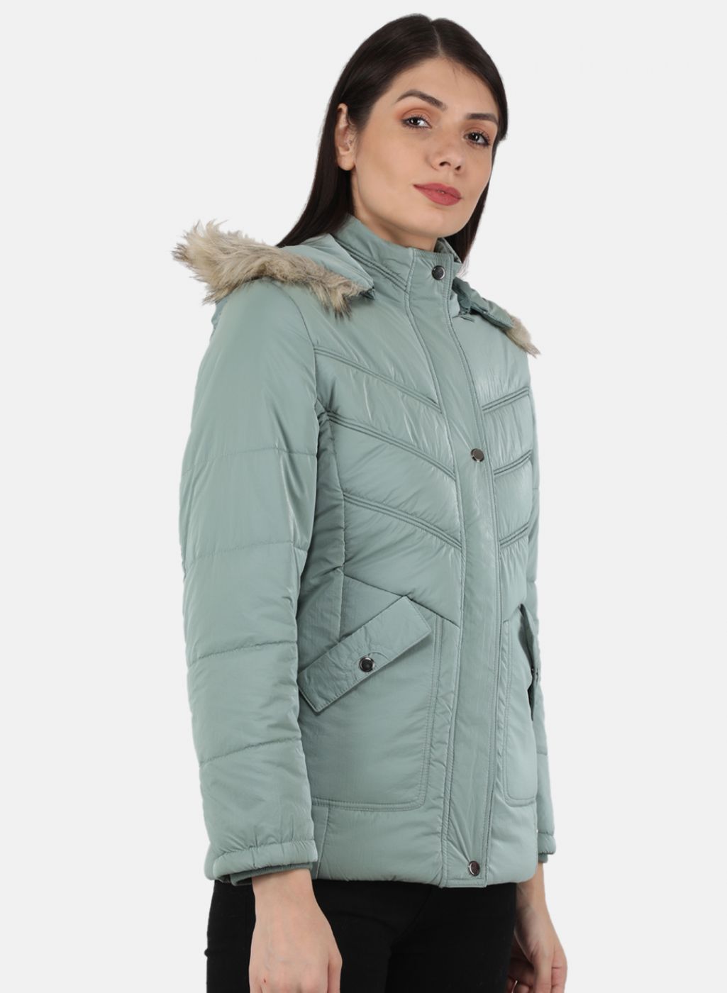 Women Green Printed Jacket