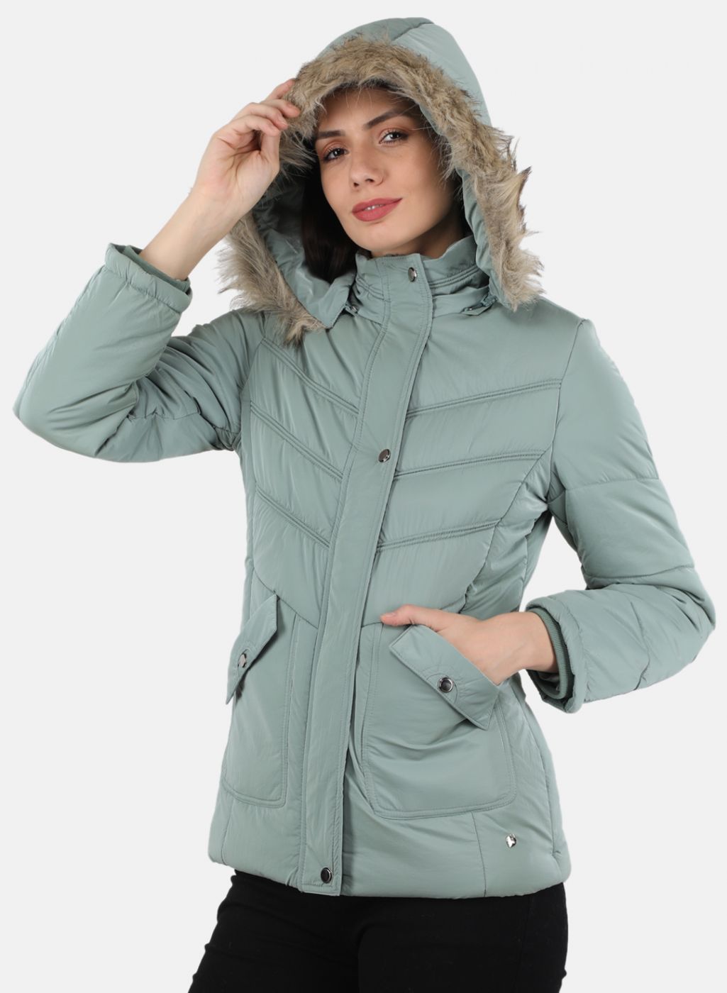 Women Green Printed Jacket