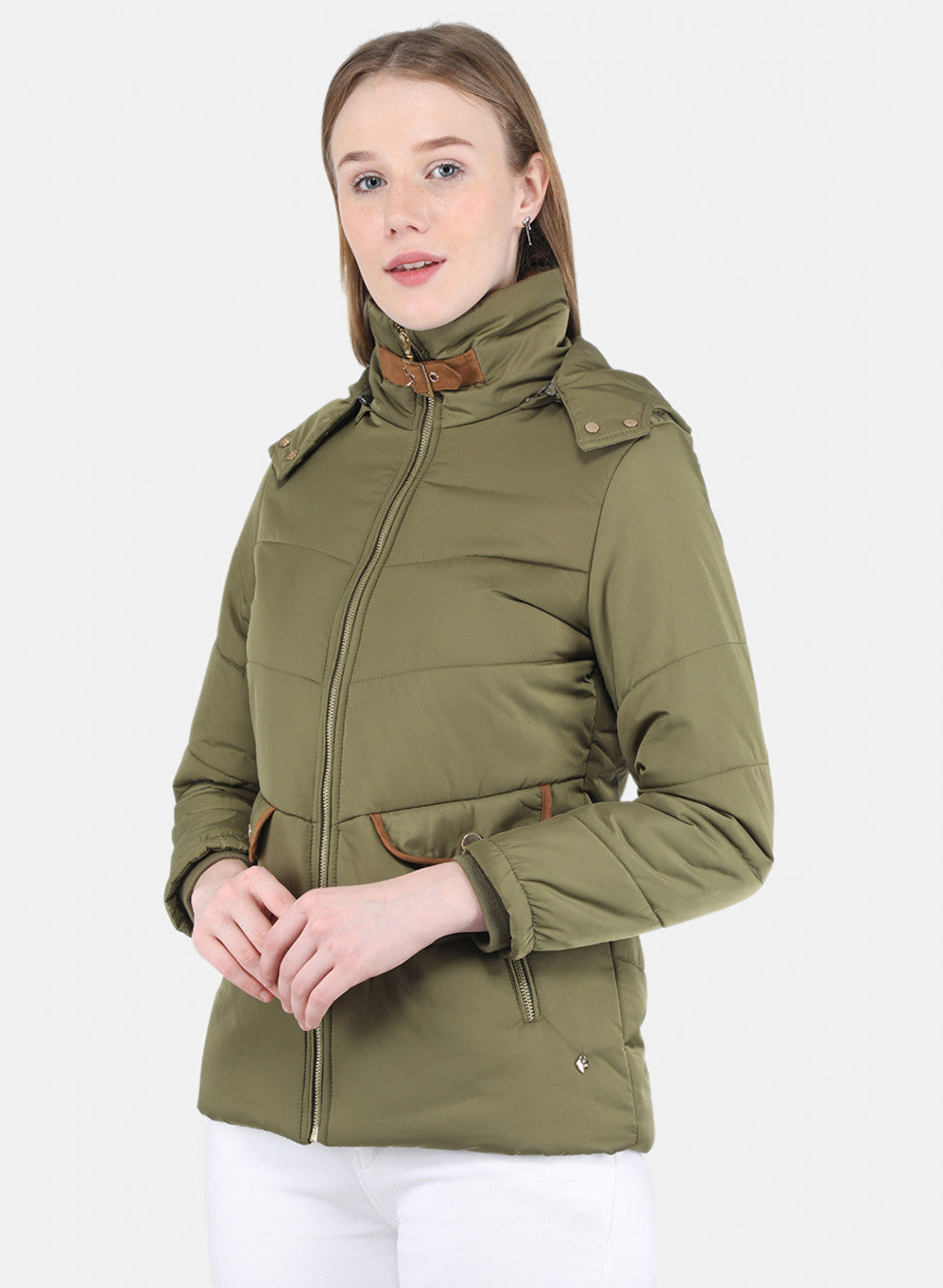 Women Green Solid Jacket