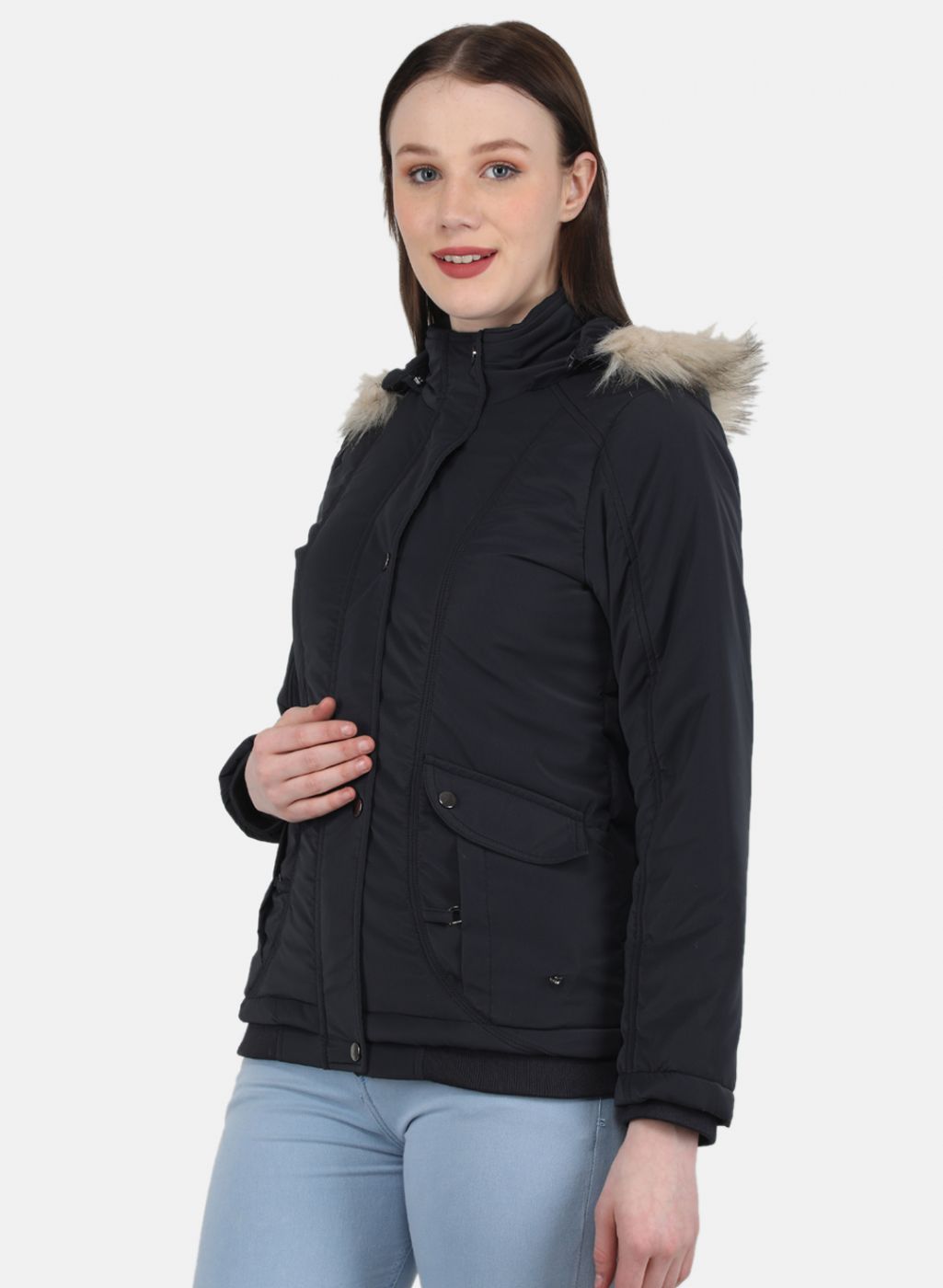 Women NAvy Blue Printed Jacket