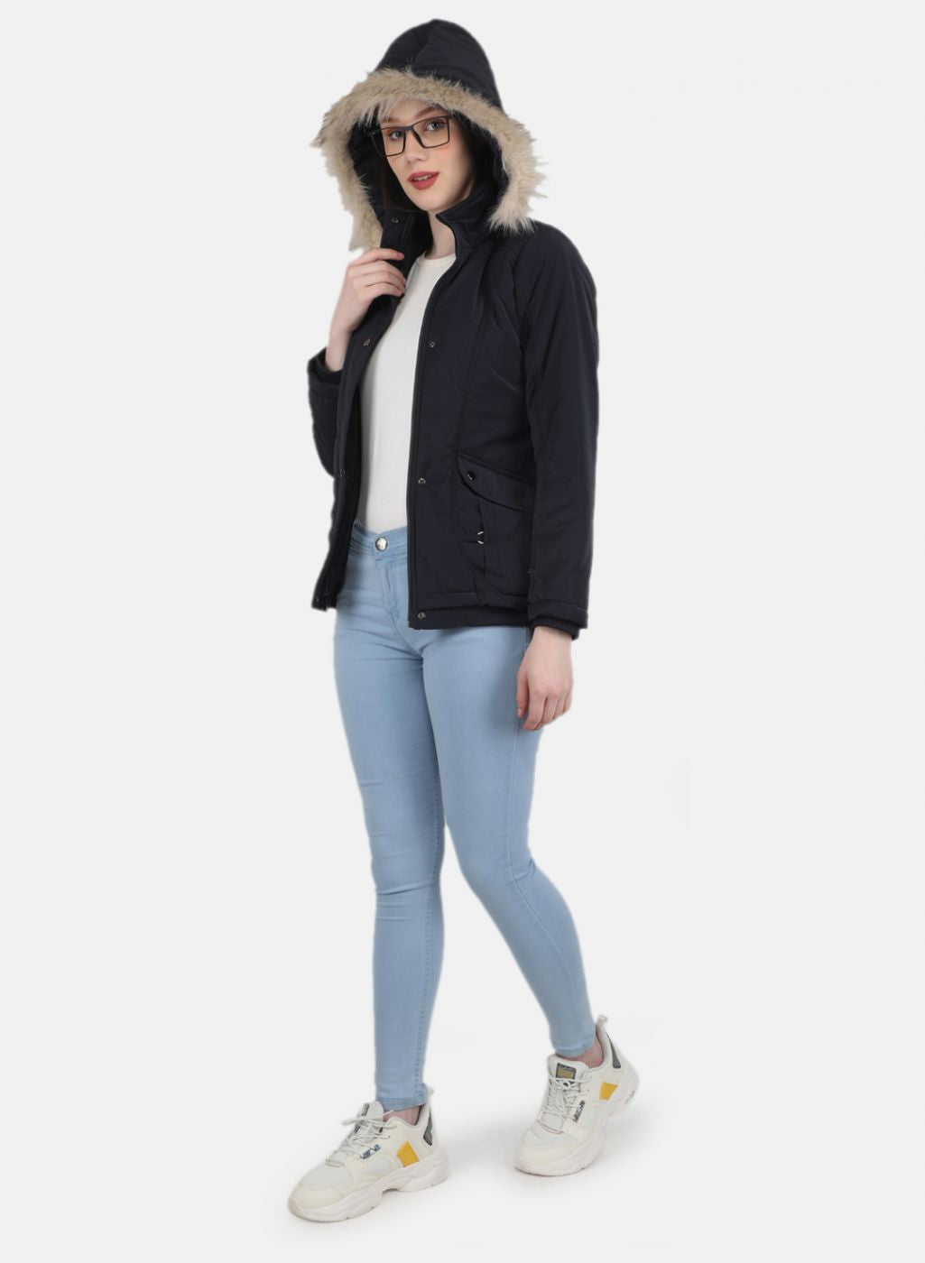 Women NAvy Blue Printed Jacket