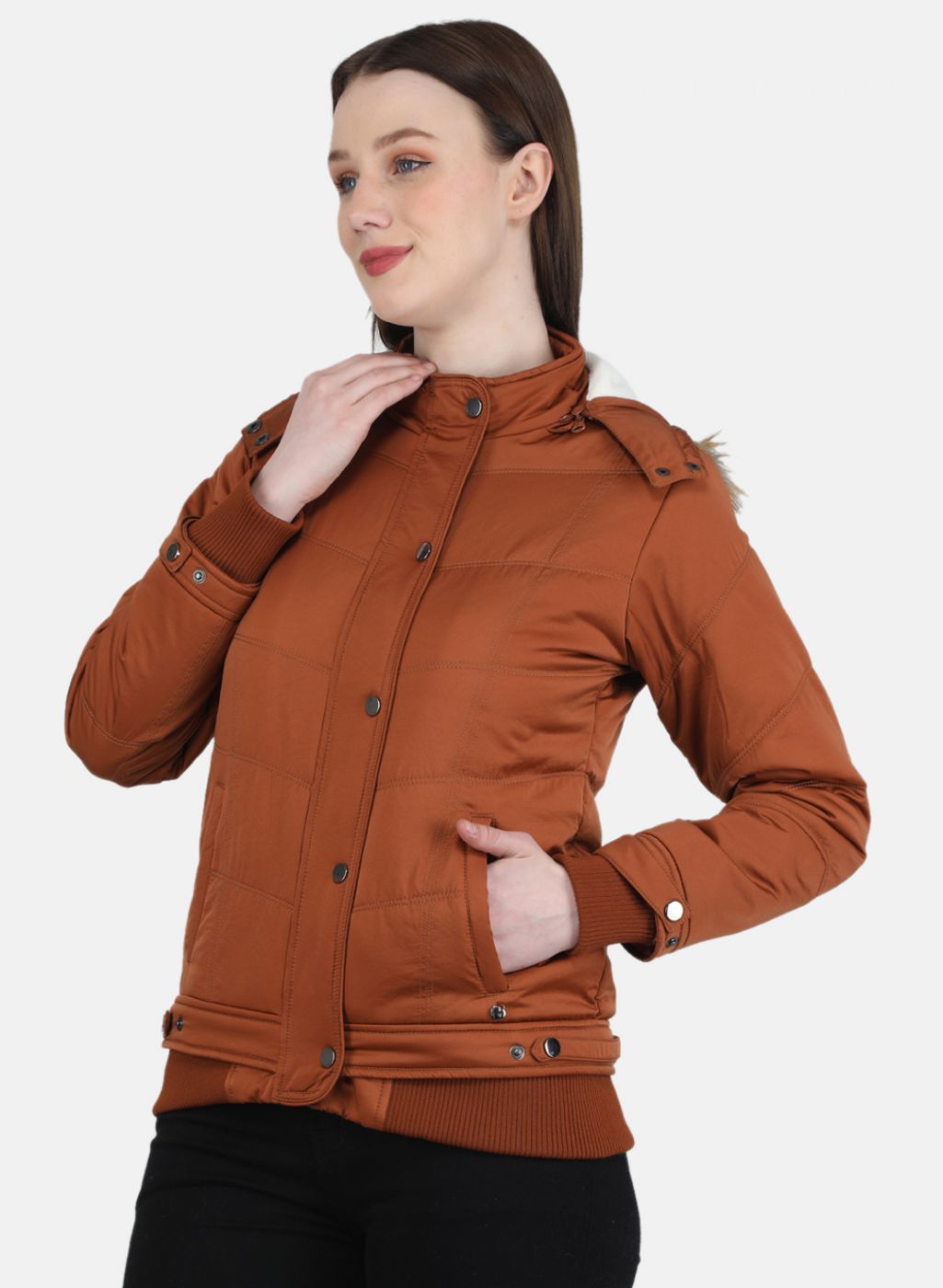 Women Rust Orange Solid Jacket