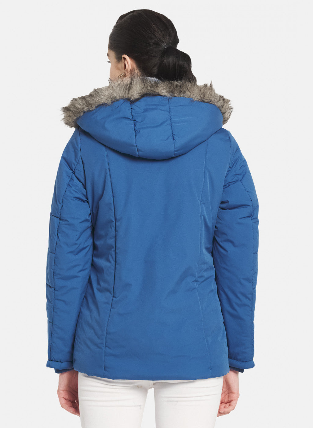 Women Blue Self Design Jacket